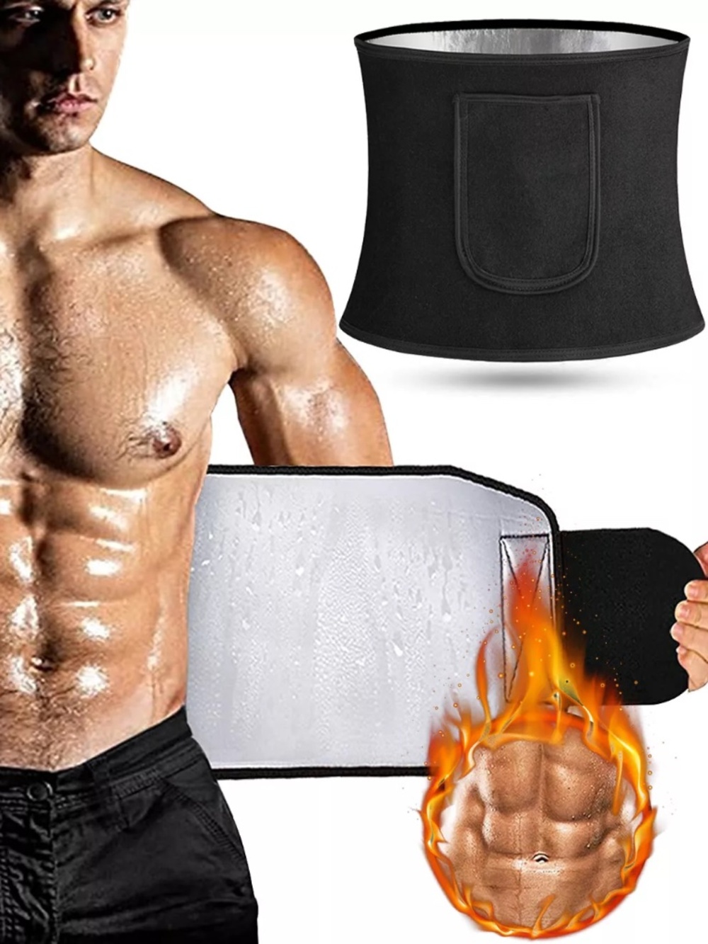 Women Men Suana Sweat Waist Trimmer Belt Exercise Band Workout Belt With Pocket
